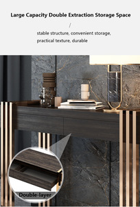 Table <span class=keywords><strong>console</strong></span> d'angle en <span class=keywords><strong>bois</strong></span> avec miroir, design artistique en métal de luxe, pour hall d'hôtel, entrée, salon - Product Image 5