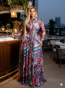 European women's fashion 2026 new African style long <b>dress</b> <b>with</b> wide skirt, round neckline, long sleeves <b>dresses</b> - Product Image 4