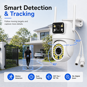 Dual Lens WiFi Security <strong>Camera</strong> Outdoor PTZ IP <strong>Camera</strong> with Motion Tracking Full Color Night Vision RJ45 IP66 - Product Image 5