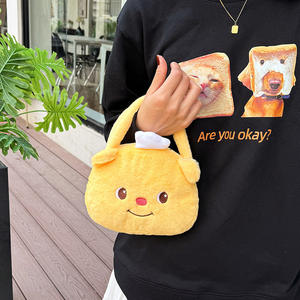 תיק בובה קטן בצורת דוב צהוב עם ראש גדול, תיק אחסון אופנתי מיני לבנות עם סגירה פתוחה למכונות צעצועים - Product Image 4