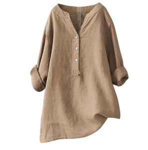 Blusa Informal de Algodón para <span class=keywords><strong>Mujer</strong></span>, Estilo Holgado con <span class=keywords><strong>Cuello</strong></span> Alto - Product Image 3