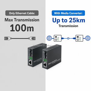 Convertidor de medios Fast Ethernet de 10/100Mbps, puerto SC de fibra única, transceptor de fibra óptica Plug and Play de 25KM A‑B Pair - Product Image 4