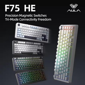 <span class=keywords><strong>Clavier</strong></span> <span class=keywords><strong>mécanique</strong></span> AULA F75 HE à interrupteurs magnétiques, 75 %, 80 touches, taux de polling 8K, tri-mode, RVB, échange à chaud, sans fil, pour le gaming - Product Image 4