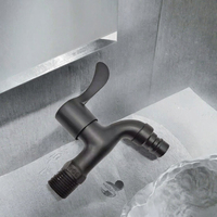 Robinet mural moderne en acier inoxydable noir mat pour machine à laver et lavabo, à poignée unique, idéal pour hôtels, extérieur et jardin