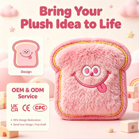 Peluche personnalisée OEM/ODM en coton PP brodé, motif alimentaire, mignonne poupée animale en peluche rose en forme de pain grillé