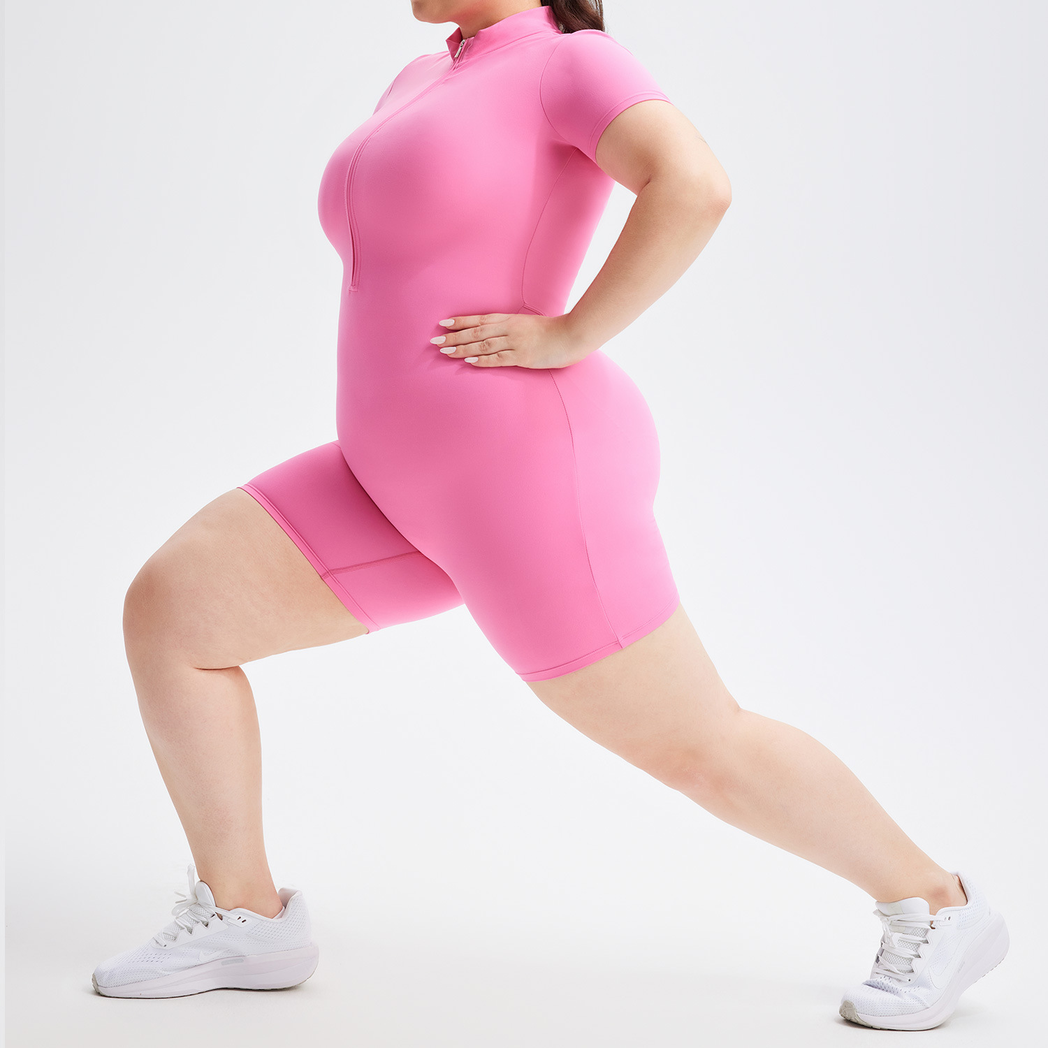Nude Short-sleeved Sports Jumpsuit with High Elasticity and Quick-drying Large-size Fitness Yoga Jumpsuit