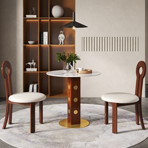 Voxhome-Juego de mesa de cafetería moderna, mesa de comedor redonda blanca, mesa de bistró de 2 a 4, mesa de desayuno y sillas - Product Image 2