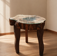 Wiederaufbereiteter Massivholz-Esstisch im Traditionellen Quadratischen Design, Wasserfest, Antik-Stil, Zeitgenössischer Faltbarer Tisch für Wohnraumdekoration