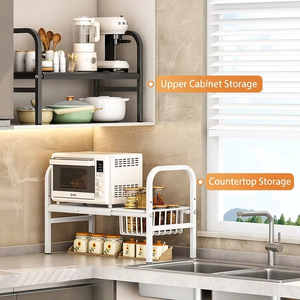 Étagère <span class=keywords><strong>de</strong></span> rangement sous évier à 2 niveaux en acier au carbone, organisateur coulissant réglable pour accessoires <span class=keywords><strong>de</strong></span> <span class=keywords><strong>cuisine</strong></span> sous évier, meuble sous évier - Product Image 2