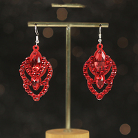 Élégant exagéré à la mode couleur rouge strass pendants creux pendentif boucles d'oreilles pour fille danse spectacle Eardrop accessoires