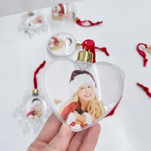 批发塑料圣诞球塑料圣诞扁球摆件照片装饰球