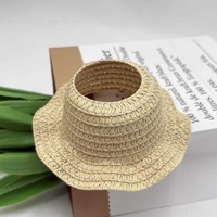 Chapeau de poupée Labubu en herbe naturelle, accessoire pour animaux de compagnie, jouet d'été respirant à oreilles ouvertes et dessus creux, 48-50cm