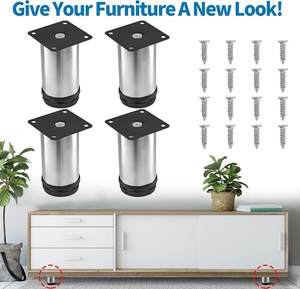 Chân đồ nội thất có thể điều chỉnh, Chân đồ nội thất có thể điều chỉnh bằng thép không gỉ với lớp hoàn thiện được chải cho ghế sofa, tủ, bàn làm việc, bàn - Product Image 5