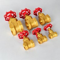 Válvula de Compuerta Manual de Latón Roscada NPT/BSPT de 1/2"-4" para Agua, Aceite y Gas con Vástago Ascendente y Volante Rojo para Tuberías Industriales y de Plomería