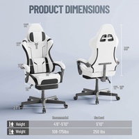 Chaise de jeu ergonomique en cuir avec fonction inclinable, base pivotante, repose-pieds, design moderne pour adultes