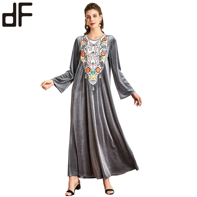 Baju Abaya Dubai Turkey Muslim Gaun Jilbab Wanita Kaftan Kaftan Beludru Gaya Grand Abaya Marocain Pakaian Islami Gaun Ramadan