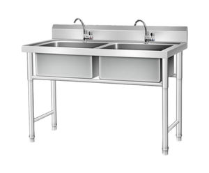 Évier commercial à double cuvette en acier inoxydable de haute qualité Caractéristique durable pour hôtels et restaurants - Product Image 1