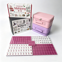 Jeu de Mahjong américain rose pailleté, 166 tuiles, kit complet de Mahjong avec valise en PU, cadeau de vacances, jeu de société Mahjong