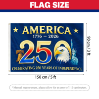 Bannière de célébration du semi-siècle 1776-2026, 250 drapeaux, 3x5 pieds, en polyester résistant à la décoloration, pour la décoration du Memorial Day aux États-Unis