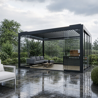 Pergola bioclimatique motorisée en aluminium à lames orientables, étanche et résistante à la neige, écologique pour jardin, patio et gazebo