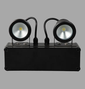 Lampe d'urgence LED <span class=keywords><strong>double</strong></span> tête rechargeable IP65 à coque noire en plastique, à montage mural, pour usine, avec autonomie de 3 heures - Product Image 1