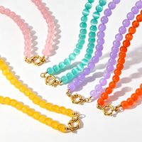 Collier de perles en pierre naturelle style INS tendance avec fermoir en acier inoxydable étanche pour bijoux de charme