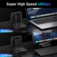 FIDECO Desain Baru Kipas Pendingin USB 4 40Gbps 4 Bay Offline Clone Docking M2 NVMe PCIe SSD Duplicator Mendukung Kloning 1 ke 3