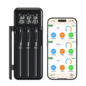 Thermomètre à viande intelligent sans fil avec 3 sondes multi-capteurs pour la cuisson des aliments, idéal pour le barbecue, le four, la grillade, le fumoir, la friteuse à air et la friteuse à immersion - Product Image 3