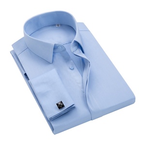 Camicie Eleganti da Uomo di Alta Qualità in Fibra di Bambù a Tinta Unita con <span class=keywords><strong>Polsini</strong></span> <span class=keywords><strong>Doppi</strong></span> e Gemelli, a Maniche Lunghe - Product Image 1