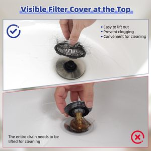 Tapón de drenaje <span class=keywords><strong>universal</strong></span> para <span class=keywords><strong>bañera</strong></span>, filtro de drenaje 3 en 1, accesorios de filtro de drenaje para cuarto de ducha tipo prensa - Product Image 5