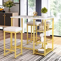 Ensemble de tables de bar modernes et ouvertes, 3 pièces, 2 tabourets de bar à hauteur de comptoir en PU, ensemble de tables de cuisine à manger pour petits espaces, chaises de table de pub
