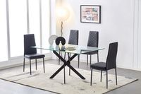 Ensemble de table et chaises de salle à manger en verre transparent rond de haute qualité avec quatre sièges