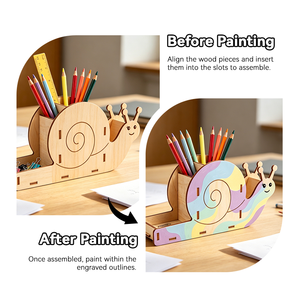 Kit de Pintura Educativo de Madera con Forma de <span class=keywords><strong>Caracol</strong></span> para Niños, con Piezas de Ensamblaje, Pinturas, Pinceles, Decoración de Escritorio - Product Image 2