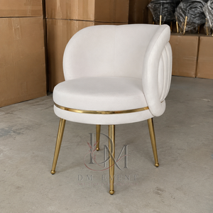 Modern Curved Upholstered Back Gold Stainless Steel Dining Chair with <b>White</b> <b>Cushion</b> for Hotel and Wedding Events Wholesale - Product Image 2