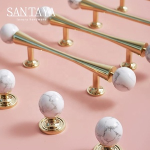 Santaya PVD 金铜黄铜拉手 厨房橱柜拉手 卧室衣柜抽屉把手 家具挂件水晶拉手 - Product Image 6