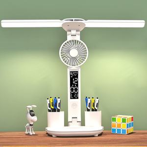 Lampe de lecture LED multifonctionnelle pliable USB, petite, à intensité variable, protection des yeux, avec ventilateur et porte-stylo pour étudiant - Product Image 1