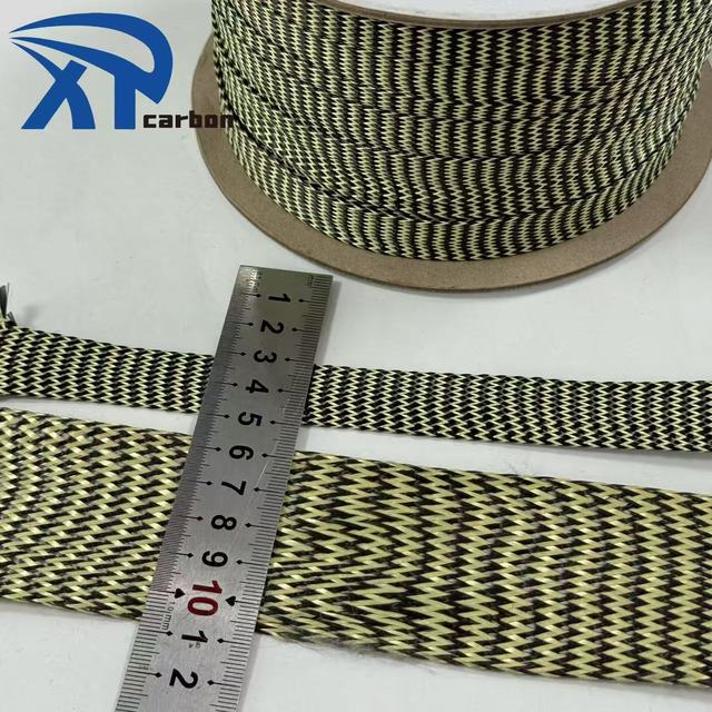 25mm High Temperature Resistant Aramid Carbon Fiber Braided Sleeving for Electrical Cable