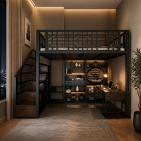 Lit mezzanine en métal blanc de style scandinave avec escalier de rangement multi-niveaux pour adolescents et adultes – Idéal pour la planification de la chambre