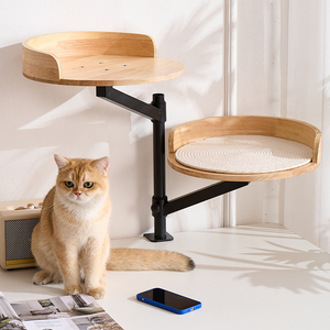 Nueva <span class=keywords><strong>Cama</strong></span> Flotante de Doble Capa para Gatos, Ajustable en Altura, Ahorra Espacio, de Ratán y Madera Sólida para Interiores - Product Image 3