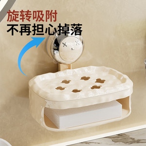 Wall Mounted Suction Cup Soap Dish Oval Plastic Double Layer For Bathroom Toilet Vanity Storage - Product Image 2