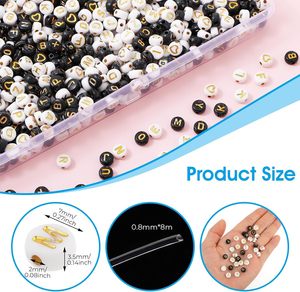 Meilleure vente Perles rondes plates en lettres ABC blanches 4*7mm 500G par sac Perles acryliques en <span class=keywords><strong>alphabet</strong></span> en vrac pour la fabrication de bracelets et de colliers - Product Image 2