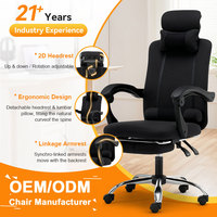 Fauteuil de bureau ergonomique exécutif en maille avec accoudoirs articulés réglables et repose-pieds, personnalisable OEM