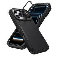 Étui antichoc en TPU souple et PC rigide avec cadre métallique pour appareil photo et support béquille pour iPhone 18 Pro Max 17 Air 16 15