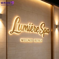 Enseigne lumineuse 3D personnalisée de luxe, enseigne LED en acier inoxydable brossé rétroéclairée, enseigne à canal inversé pour bureau d'entreprise
