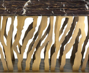 Meubles de maison en marbre de <span class=keywords><strong>haute</strong></span> qualité, 15 pièces, base rectangulaire en acier inoxydable, <span class=keywords><strong>table</strong></span> de salle à manger - Product Image 2