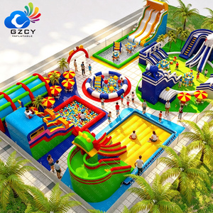 Grand parc d'attractions gonflable extérieur multi-zones, ville de divertissement gonflable commerciale <span class=keywords><strong>avec</strong></span> toboggans, piscines et parcours d'obstacles - Product Image 4