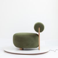Freizeit Einsitzer Grüner Stoff Akzent Stuhl Wohnzimmer Moderner Holz kissen Freizeit stuhl
