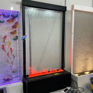 Cascade murale en verre à LED <span class=keywords><strong>solaire</strong></span> avec cadre en acier inoxydable, rideau de pluie, ornement de jardin intérieur/extérieur, lumières changeantes de couleur - Product Image 1
