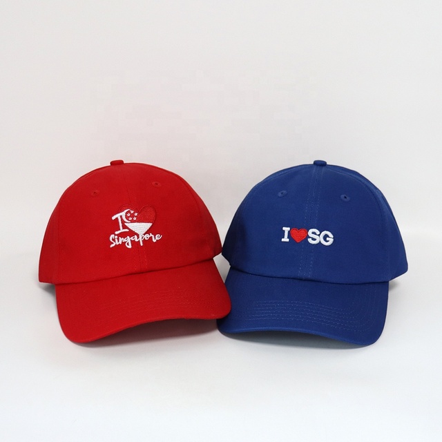 Adults Adjustable Baseball Cap Fashion Embroidery logo Cotton 6 Panel Singapore Street Style Unstructured Sports Dad Hat Caps