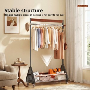 Porte-vêtements sur pied pour la maison, style médiéval, multifonctionnel, en fer, pour chambre à coucher, porte-manteau et porte-chapeaux, support de rangement mobile pour vêtements - Product Image 3